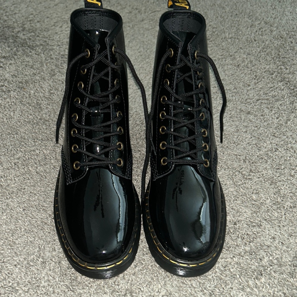 Black shiny Dr. Martens NEVER WORN lace up boots